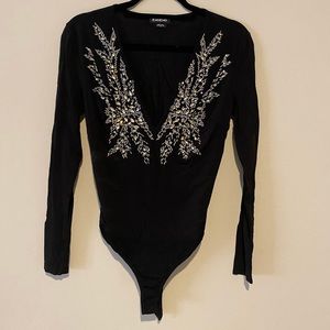 Deep V and rhinestone body